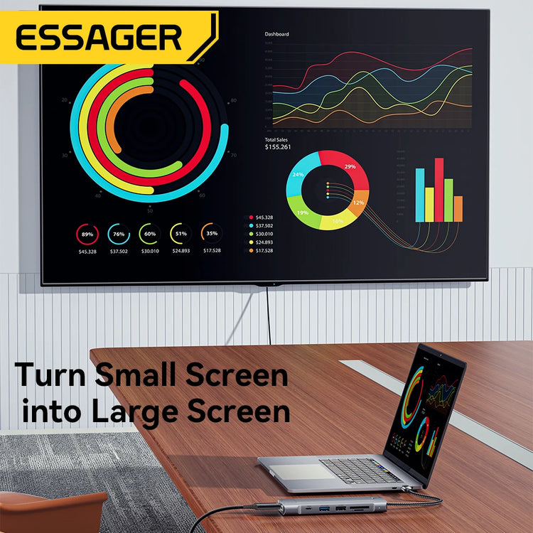 Essager 8-in-1 USB-C Hub with SSD Enclosure – Type-C Docking Station