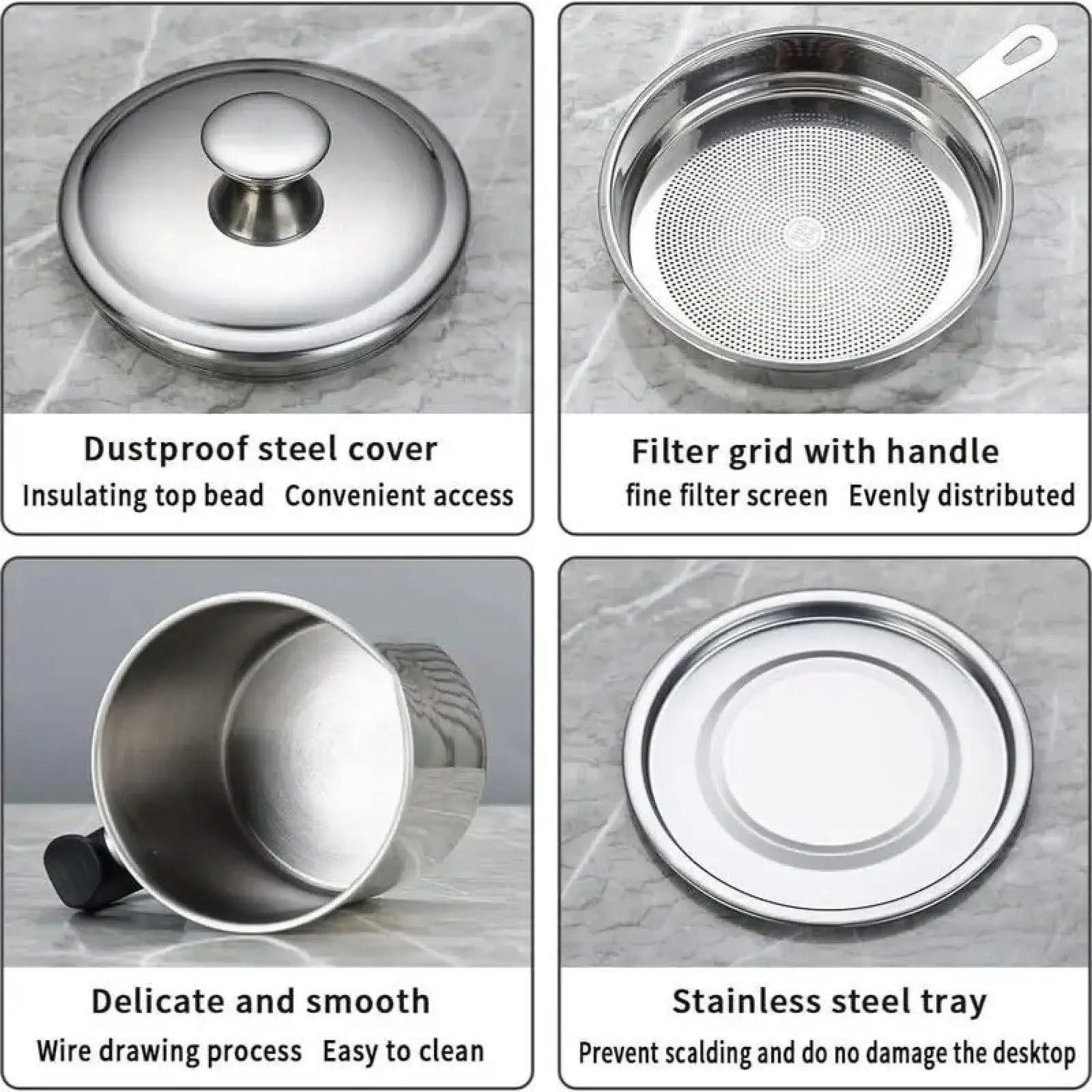 1 Count Modern Kitchen Oil Dispenser with Tray & Lid,Stainless Steel Oil Pot with Filter,Bacon Grease Container, Cooking Oil Can, Kitchenware, Utensils, Kitchen Gadgets
