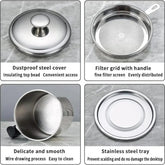 1 Count Modern Kitchen Oil Dispenser with Tray & Lid,Stainless Steel Oil Pot with Filter,Bacon Grease Container, Cooking Oil Can, Kitchenware, Utensils, Kitchen Gadgets
