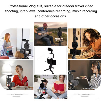 Smartphone Vlogging Kit - LED Light & Tripod Stabilizer