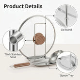 Stainless Steel Pot Lid Rack Detachable Pan Cover Shelf Kitchen Multifunctional Spatula Holder Spoon Stand Kitchen Accessories