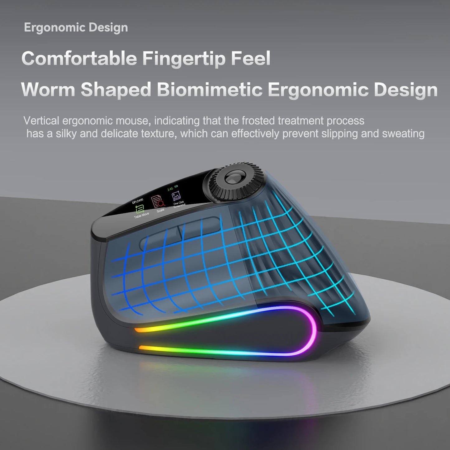 Ergonomic Vertical Mouse - RGB Wireless & Speed Roller