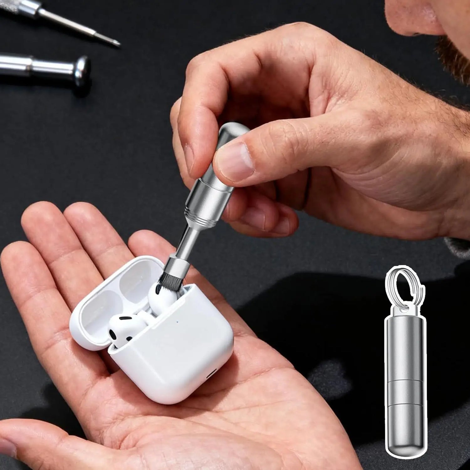 2-In1 Mobile Phone Card Removal & Headphone Cleaning Brush Aluminum Alloy Phone Card Tray Pin Eject Removal Tool for Phone