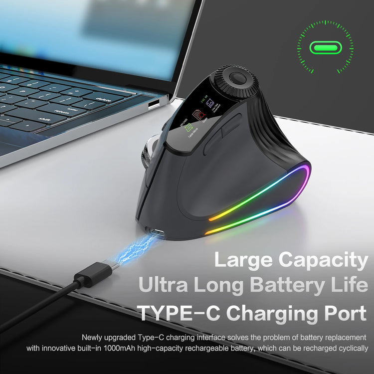 Ergonomic Vertical Mouse - RGB Wireless & Speed Roller