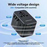 Universal Travel Adapter with 4 AC Outlets 2 USB Port 3 Type-C PD 45W All-In-One Fast Power Charge on EU US AUS Plug Internation