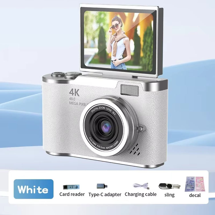 4K Compact Digital Camera – 48MP Student Vlog Camera with 180° Flip Screen