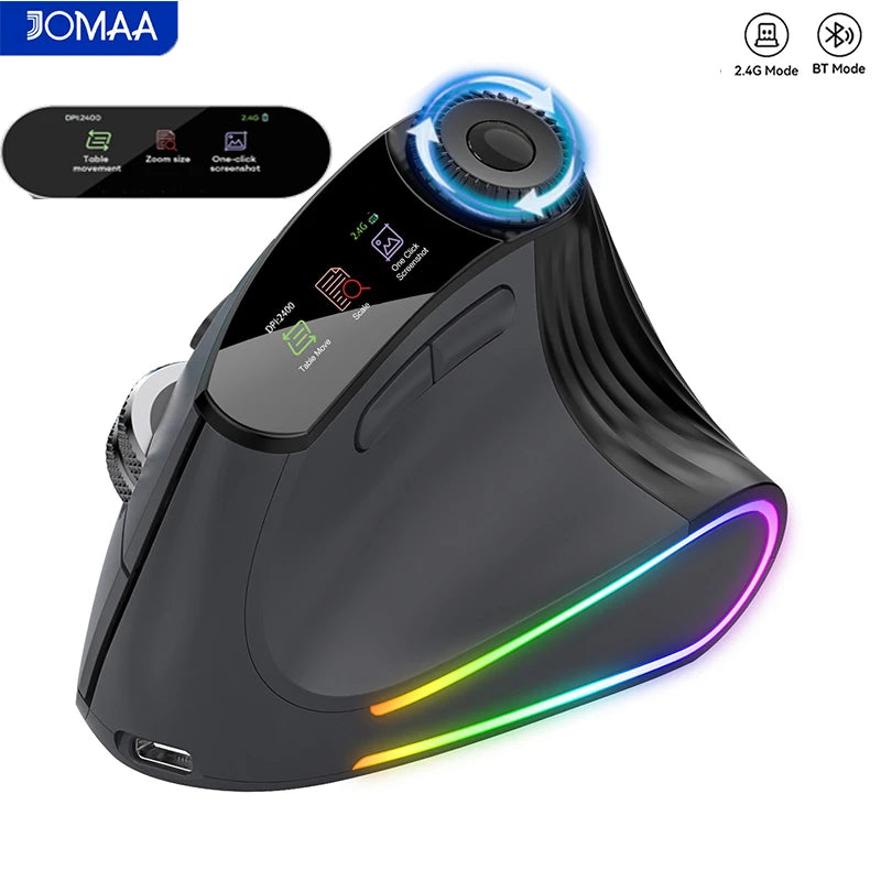 Ergonomic Vertical Mouse - RGB Wireless & Speed Roller