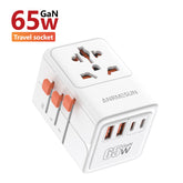 Universal Travel Adapter with 4 AC Outlets 2 USB Port 3 Type-C PD 45W All-In-One Fast Power Charge on EU US AUS Plug Internation