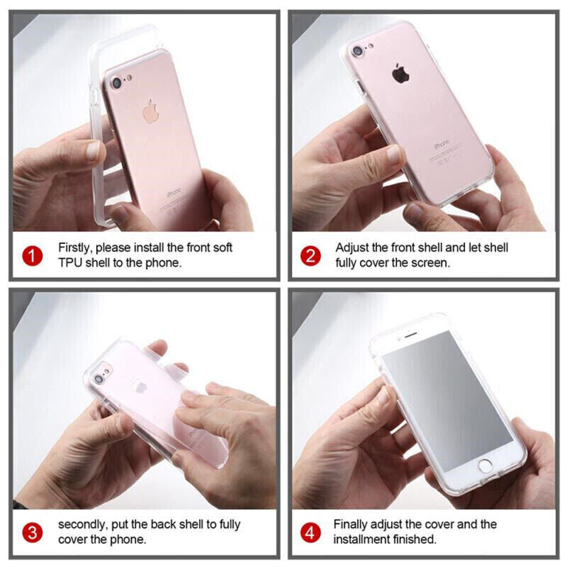 Clear 360 Full Body Case for Iphone 17 16 15 14 13 12 11 Pro Max XR XS 7 8 SE 4
