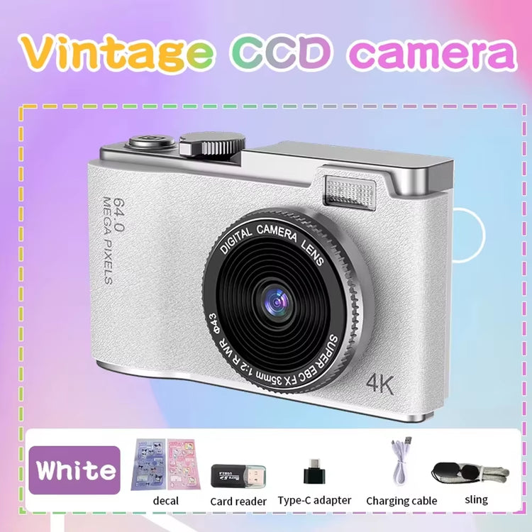 4K Compact Digital Camera – 48MP Student Vlog Camera with 180° Flip Screen