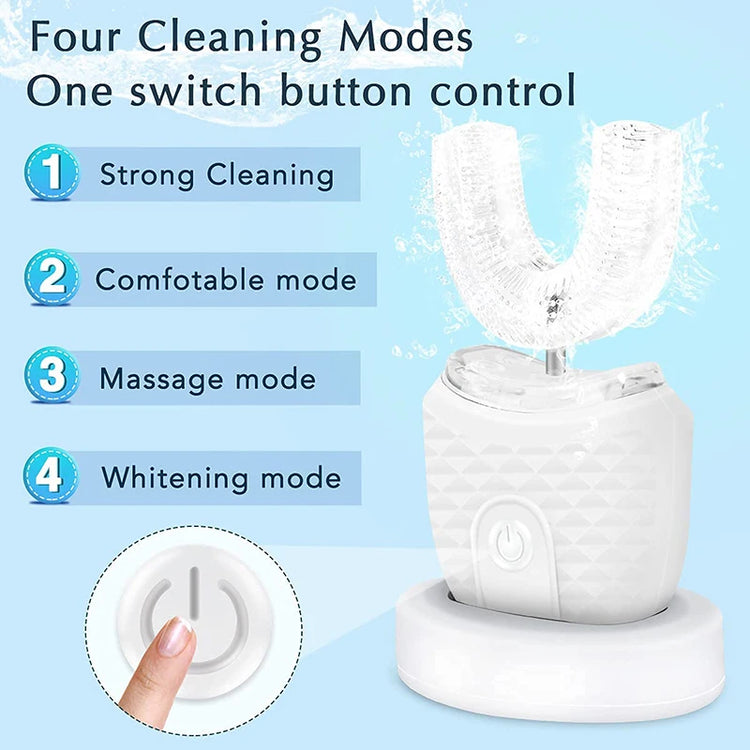 Wireless Charging U-Shaped Adult Electric Toothbrush Ultrasonic Toothbrush with Silicone Waterproof Vibration Sonic Toothbrush