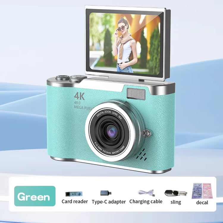 4K Compact Digital Camera – 48MP Student Vlog Camera with 180° Flip Screen
