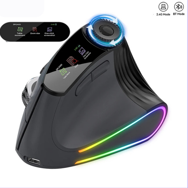 Ergonomic Vertical Mouse - RGB Wireless & Speed Roller