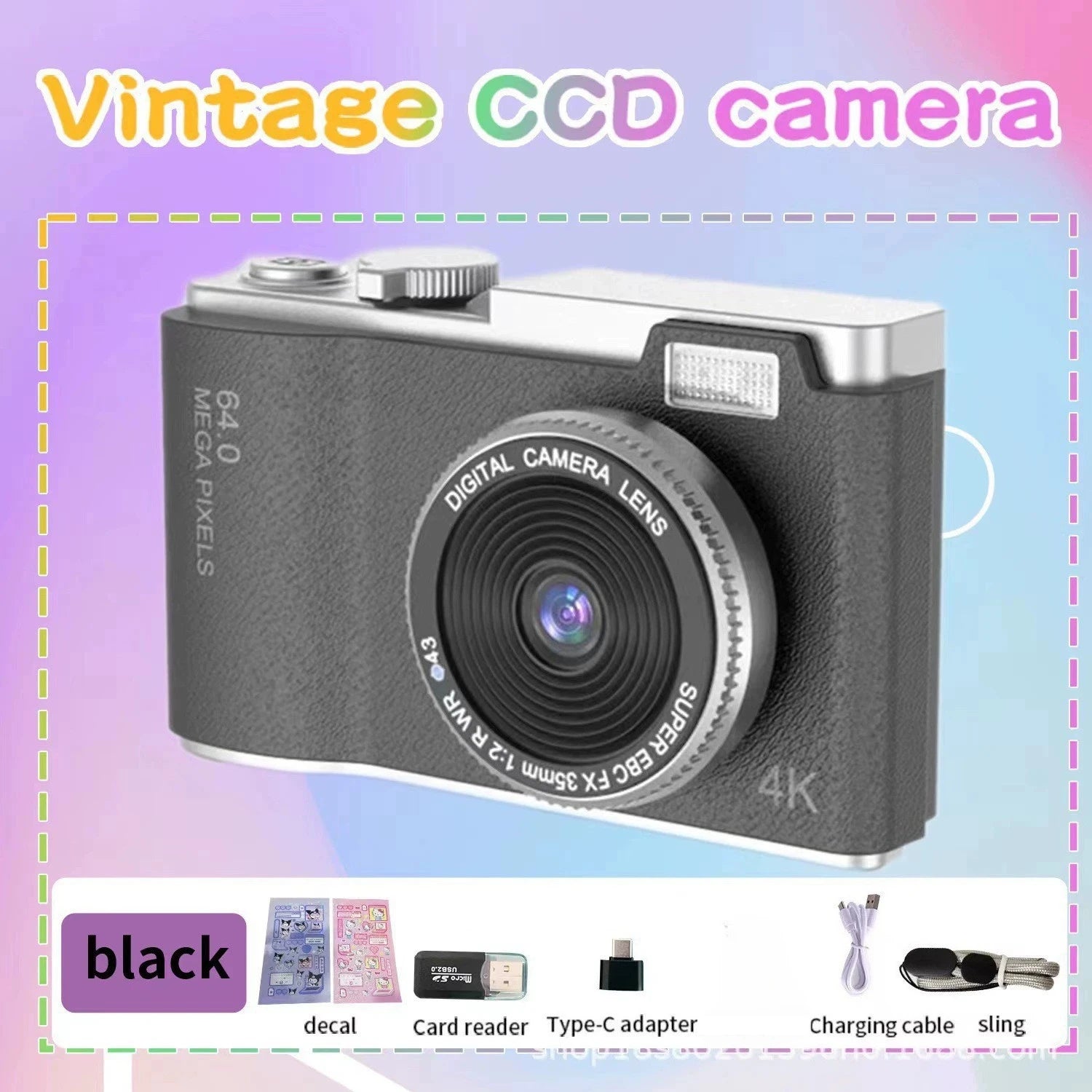 4K Compact Digital Camera – 48MP Student Vlog Camera with 180° Flip Screen