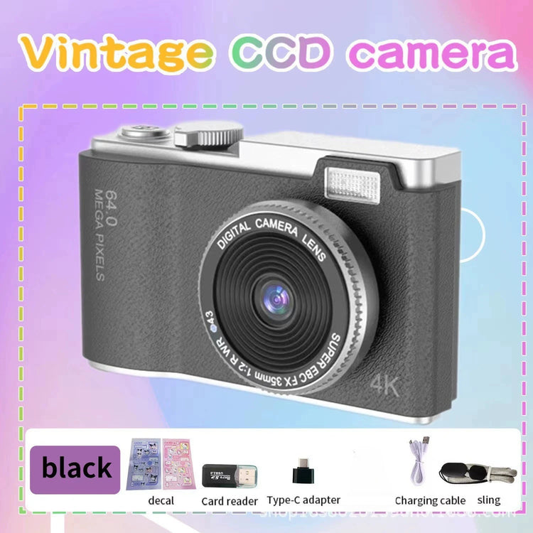 4K Compact Digital Camera – 48MP Student Vlog Camera with 180° Flip Screen