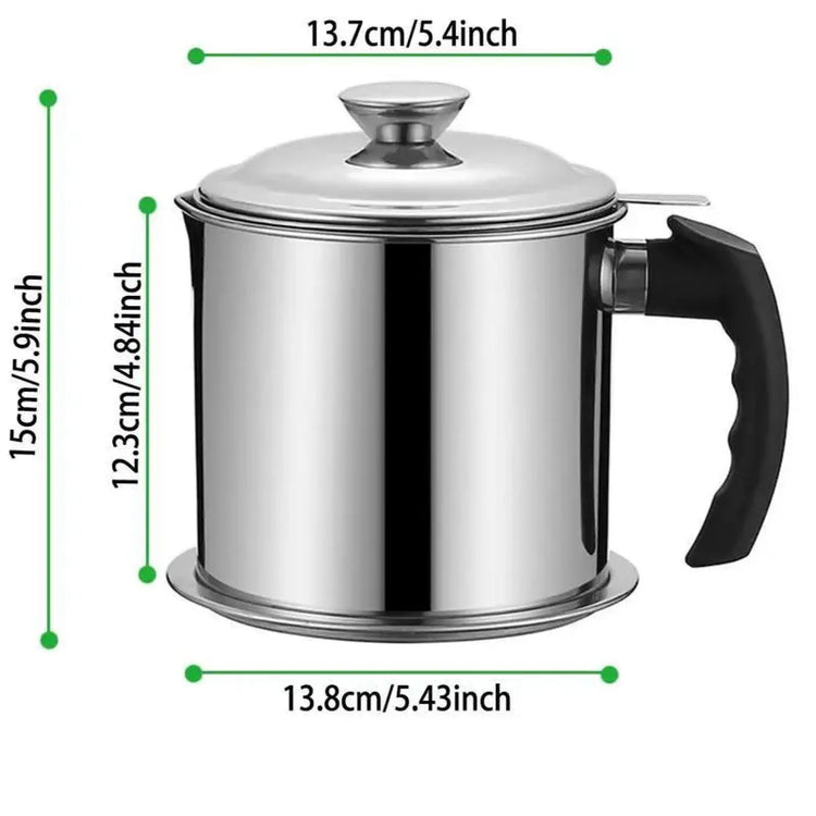 1 Count Modern Kitchen Oil Dispenser with Tray & Lid,Stainless Steel Oil Pot with Filter,Bacon Grease Container, Cooking Oil Can, Kitchenware, Utensils, Kitchen Gadgets