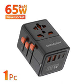 Universal Travel Adapter with 4 AC Outlets 2 USB Port 3 Type-C PD 45W All-In-One Fast Power Charge on EU US AUS Plug Internation