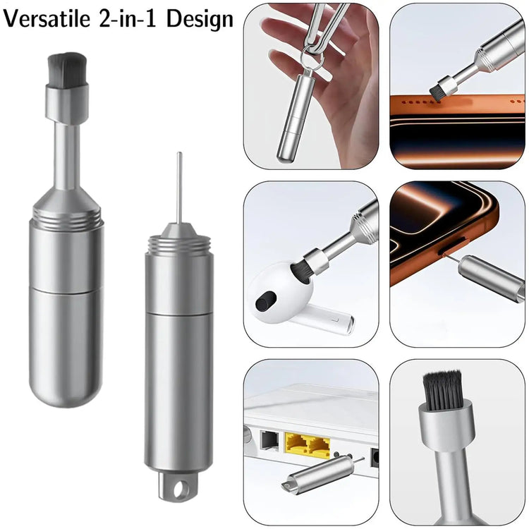 2-In1 Mobile Phone Card Removal & Headphone Cleaning Brush Aluminum Alloy Phone Card Tray Pin Eject Removal Tool for Phone