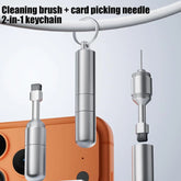 2-In1 Mobile Phone Card Removal & Headphone Cleaning Brush Aluminum Alloy Phone Card Tray Pin Eject Removal Tool for Phone