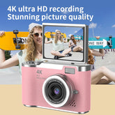 4K Compact Digital Camera – 48MP Student Vlog Camera with 180° Flip Screen