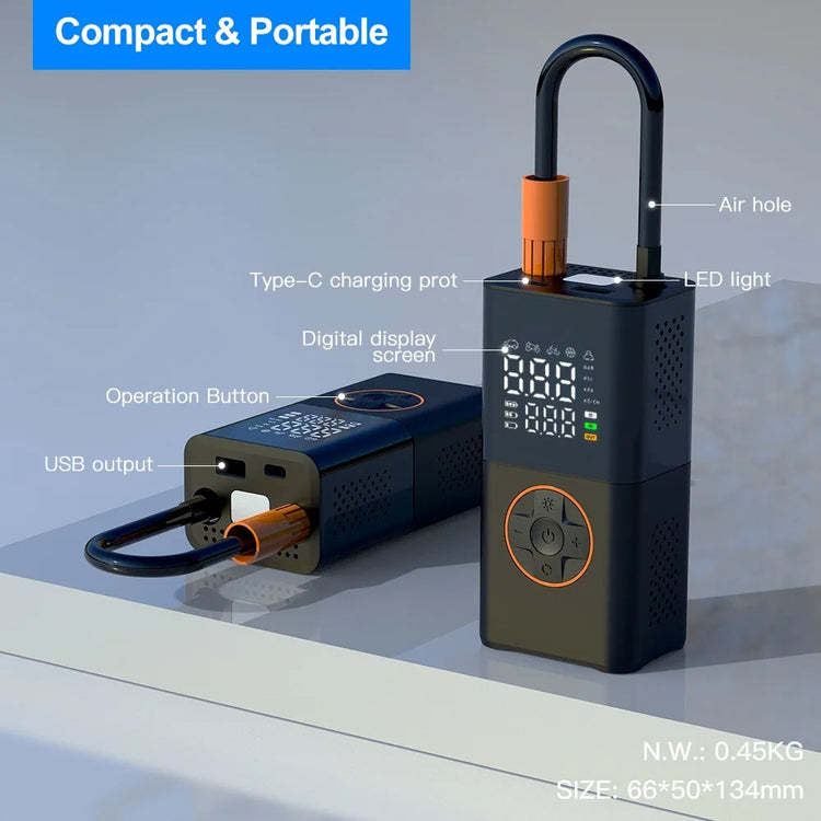 Portable Handheld Air Inflator – Wireless Charging Pump with Digital Display