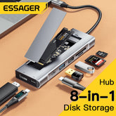 Essager 8-in-1 USB-C Hub with SSD Enclosure – Type-C Docking Station