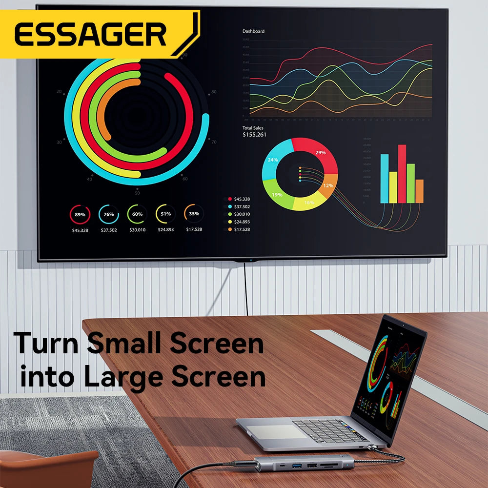 Essager 8-in-1 USB-C Hub with SSD Enclosure – Type-C Docking Station