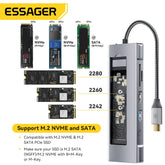 Essager 8-in-1 USB-C Hub with SSD Enclosure – Type-C Docking Station