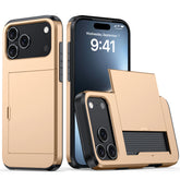 Case for Iphone 17 Pro Max 16 Pro Max 15 Pro 17E 14 13 12 Wallet Card Holder Slide Slot Slim Hard PC Heavy Duty Protective Cover
