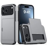 Case for Iphone 17 Pro Max 16 Pro Max 15 Pro 17E 14 13 12 Wallet Card Holder Slide Slot Slim Hard PC Heavy Duty Protective Cover
