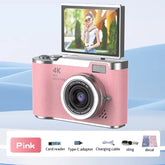 4K Compact Digital Camera – 48MP Student Vlog Camera with 180° Flip Screen