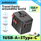 Universal Travel Adapter with 4 AC Outlets 2 USB Port 3 Type-C PD 45W All-In-One Fast Power Charge on EU US AUS Plug Internation