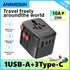 Universal Travel Adapter with 4 AC Outlets 2 USB Port 3 Type-C PD 45W All-In-One Fast Power Charge on EU US AUS Plug Internation