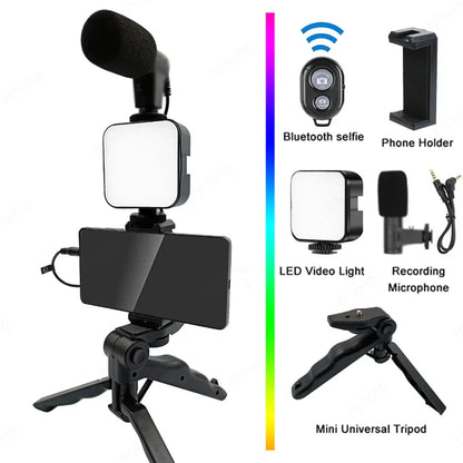 Smartphone Vlogging Kit - LED Light & Tripod Stabilizer