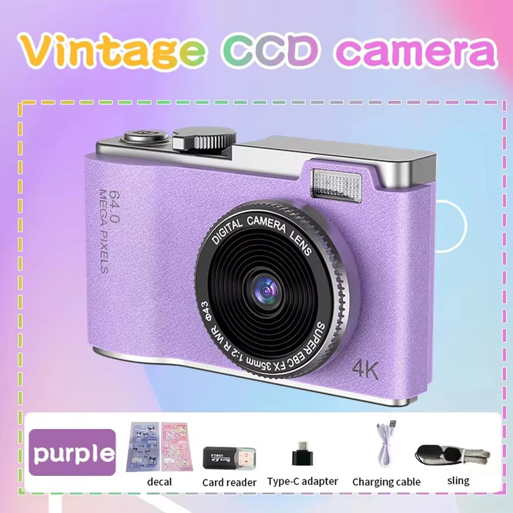 4K Compact Digital Camera – 48MP Student Vlog Camera with 180° Flip Screen