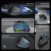 Ergonomic Vertical Mouse - RGB Wireless & Speed Roller