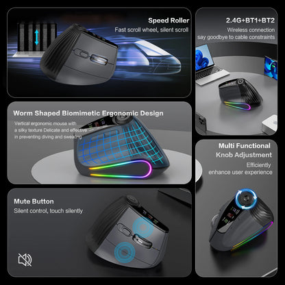 Ergonomic Vertical Mouse - RGB Wireless & Speed Roller