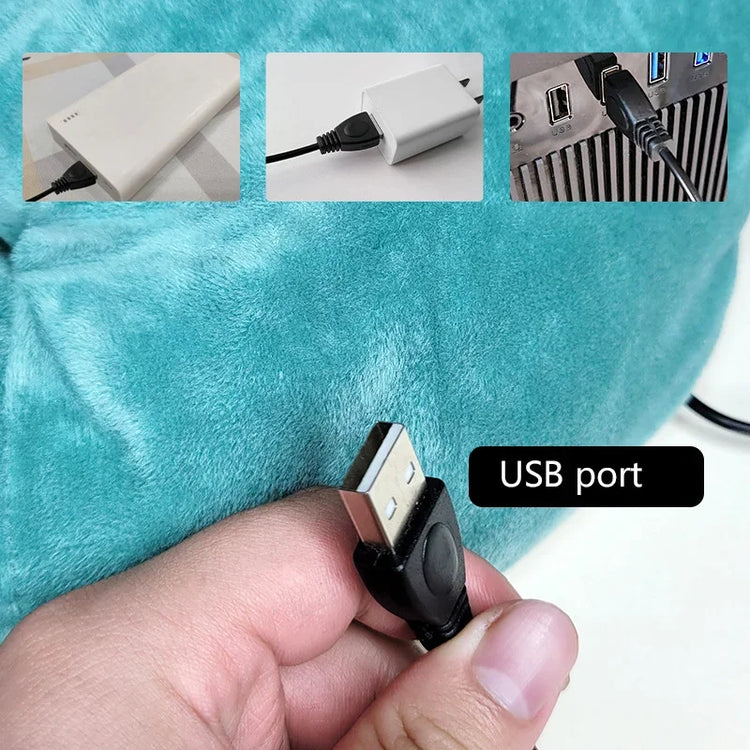 USB Electric Heater Foot Warmer Charging Power Fleece Cartoon Cat Warm Foot Cover Feet Heating Pads for Home Bedroom Sleeping