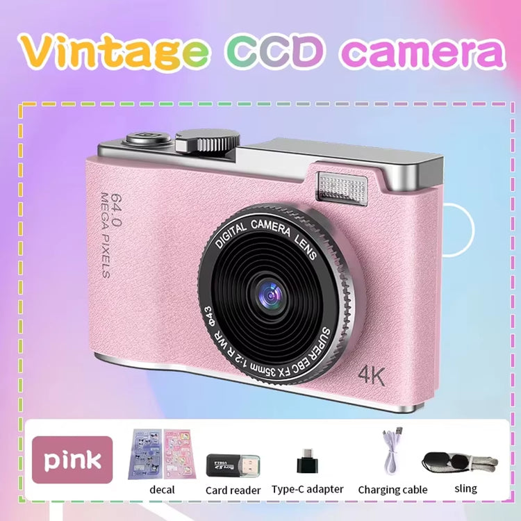 4K Compact Digital Camera – 48MP Student Vlog Camera with 180° Flip Screen