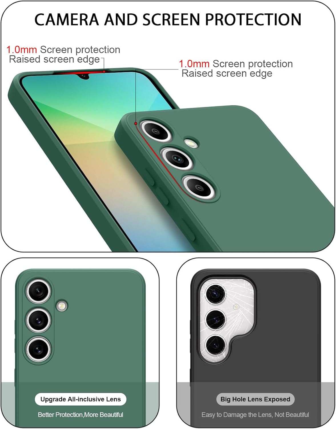 Case for Samsung Galaxy S25 Phone Case, Camera Protection Ultra Slim Cover for Samsung Galaxy S25 Anti-Scratch Shockproof Bumper Cover (Deep Green)