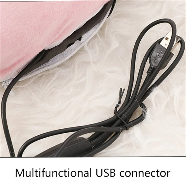 USB Electric Heater Foot Warmer Charging Power Fleece Cartoon Cat Warm Foot Cover Feet Heating Pads for Home Bedroom Sleeping